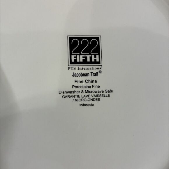 Two 222 Fifth PTS International Salad Plates Jacobean Trail Fine Porcelain China - Picture 4 of 6